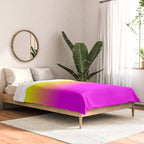 Neon Yellow and Bright Hot Pink Ombré  Shade Color Fade Comforter Gallery Image 2