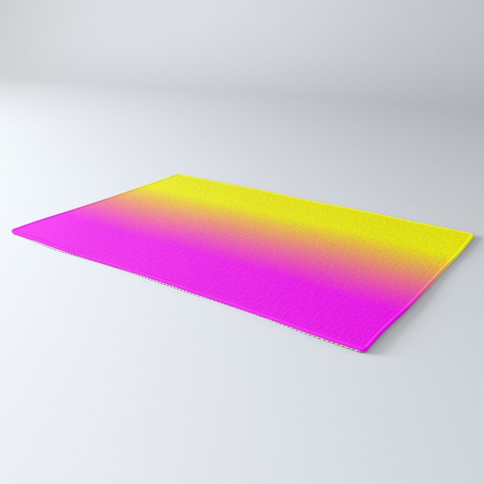 Neon Yellow and Bright Hot Pink Ombré  Shade Color Fade Rug Gallery Image 3