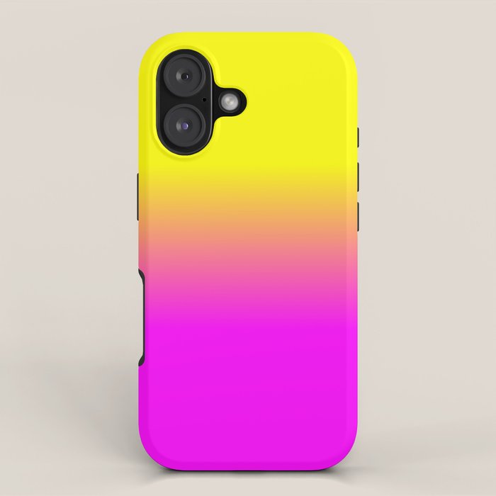 Neon Yellow and Bright Hot Pink Ombré  Shade Color Fade iPhone Case Gallery Image 1