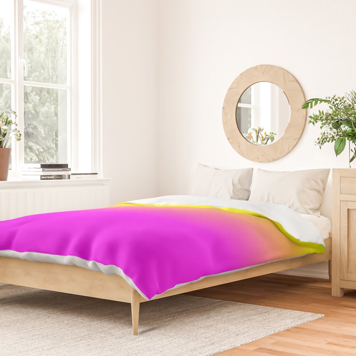 Neon Yellow and Bright Hot Pink Ombré  Shade Color Fade Duvet Cover Gallery Image 2