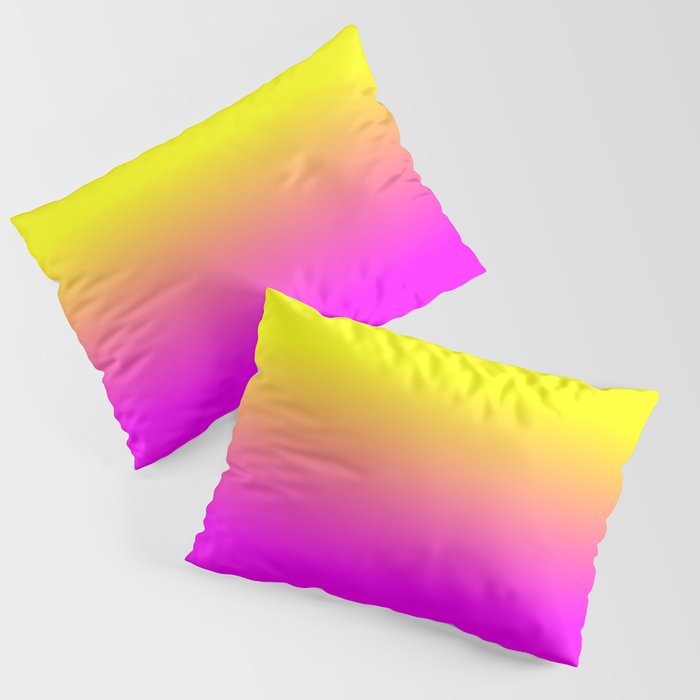 Neon Yellow and Bright Hot Pink Ombré  Shade Color Fade Pillow Sham Gallery Image 1
