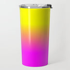 Neon Yellow and Bright Hot Pink Ombré  Shade Color Fade Travel Mug Gallery Image 2