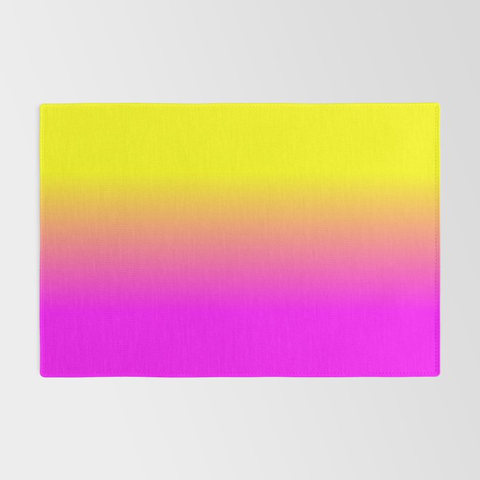 Neon Yellow and Bright Hot Pink Ombré  Shade Color Fade Rug Gallery Image 2