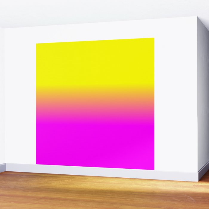 Neon Yellow and Bright Hot Pink Ombré  Shade Color Fade Wall Mural Gallery Image 2