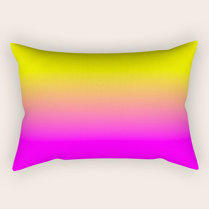 Neon Yellow and Bright Hot Pink Ombré  Shade Color Fade Rectangular Pillow Gallery Image 2