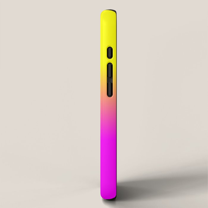 Neon Yellow and Bright Hot Pink Ombré  Shade Color Fade iPhone Case Gallery Image 2