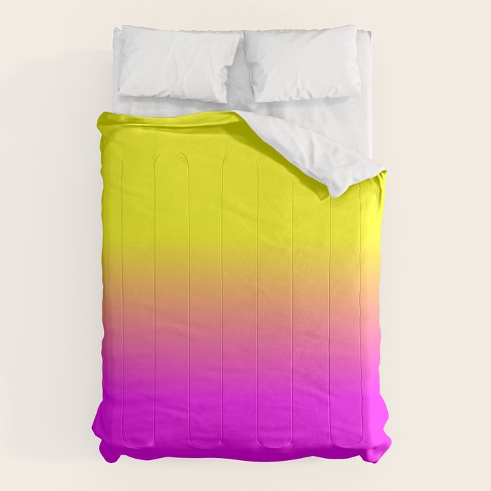 Neon Yellow and Bright Hot Pink Ombré  Shade Color Fade Comforter Gallery Image 6
