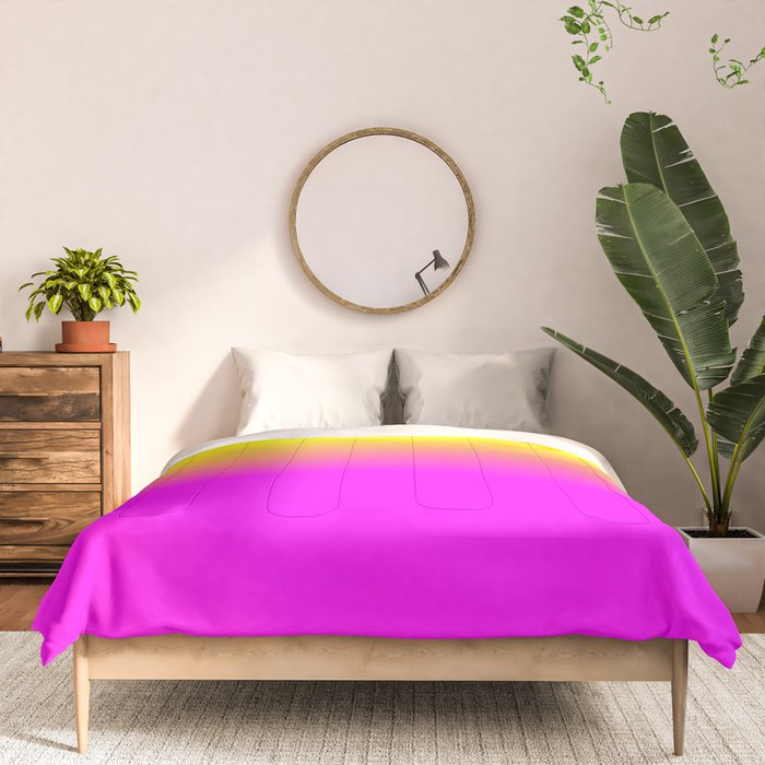 Neon Yellow and Bright Hot Pink Ombré  Shade Color Fade Comforter Gallery Image 3
