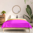 Neon Yellow and Bright Hot Pink Ombré  Shade Color Fade Comforter Gallery Image 3