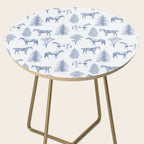 HORSES and TREES Blue Monochrome Toile Pattern  Side Table Gallery Image 2
