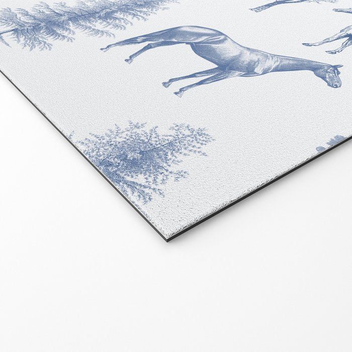 HORSES and TREES Blue Monochrome Toile Pattern  Welcome Mat Gallery Image 2