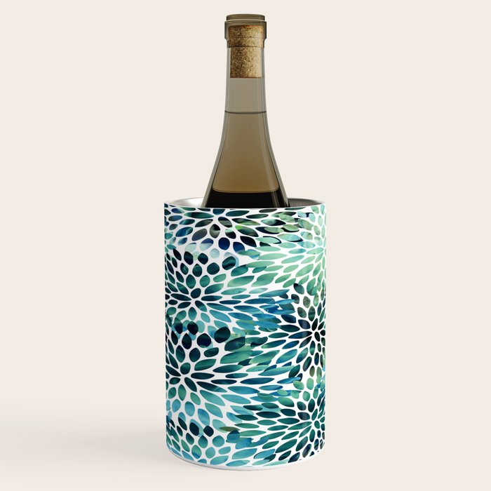 Floral Watercolor, Navy, Blue Teal, Abstract Watercolor Wine Chiller Gallery Image 1