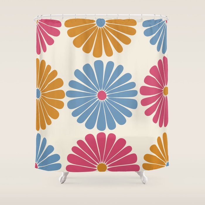 Retro Summer Daisies V Shower Curtain Gallery Image 1