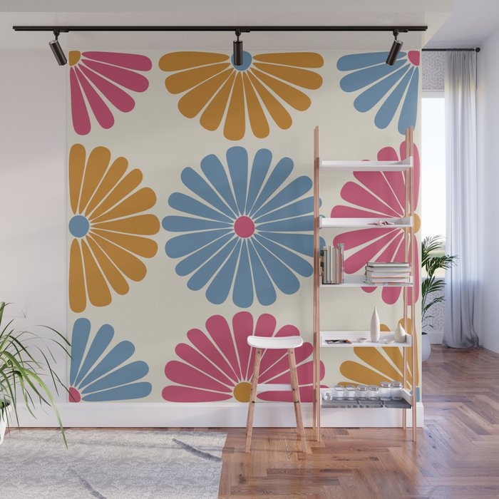 Retro Summer Daisies V Wall Mural Gallery Image 1