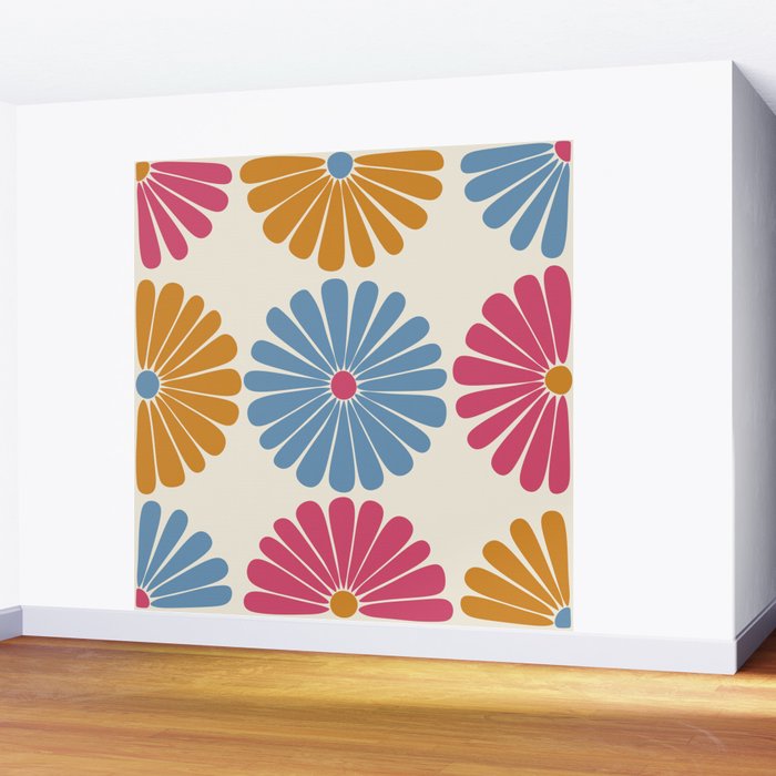 Retro Summer Daisies V Wall Mural Gallery Image 2