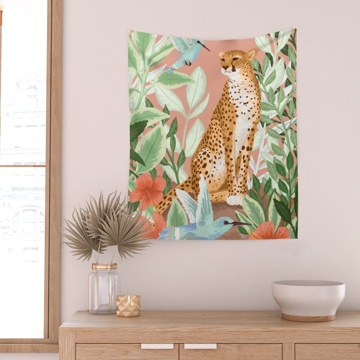 Tropical Cheetah Wall Tapestry Gallery Image 2