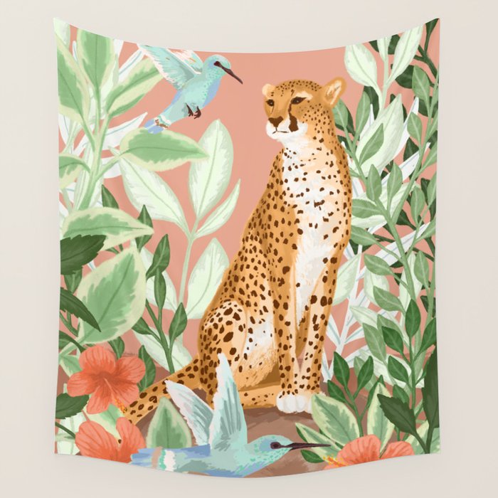Tropical Cheetah Wall Tapestry Gallery Image 1
