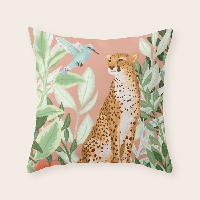 Tropical Cheetah Throw Pillow Gallery Image 1