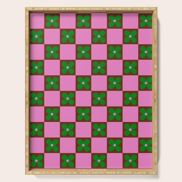 Billie - Floral Checker Serving Tray Gallery Image 1
