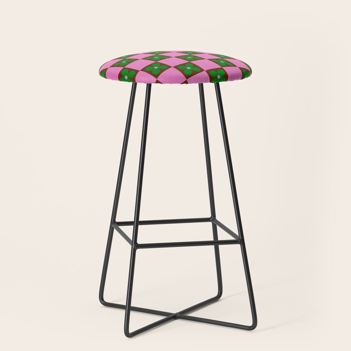 Billie - Floral Checker Stool Gallery Image 1