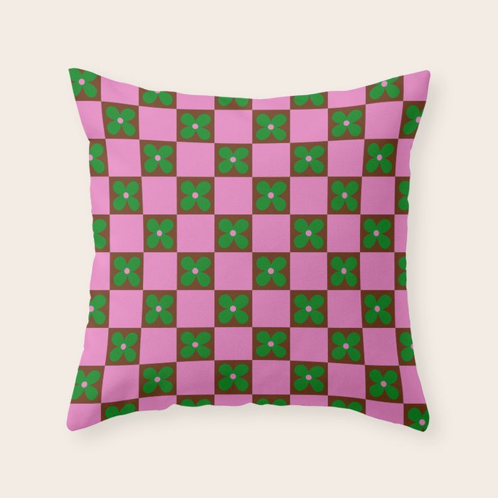 Billie - Floral Checker Throw Pillow Gallery Image 6