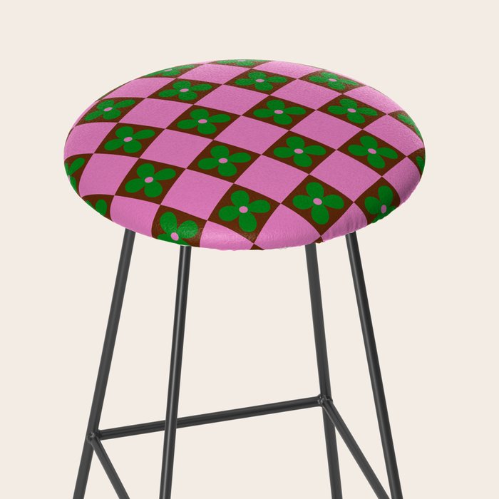 Billie - Floral Checker Stool Gallery Image 2