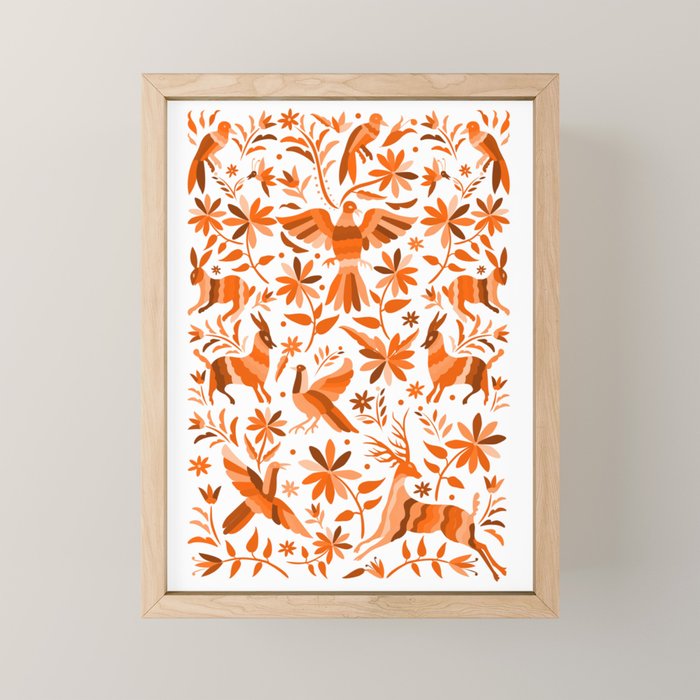 Mexican Otomí Design in Orange Color by Akbaly Mini Art Print Gallery Image 1