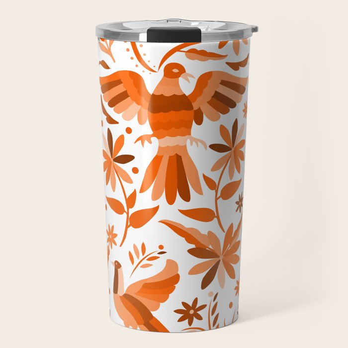 Mexican Otomí Design in Orange Color by Akbaly Travel Mug Gallery Image 1