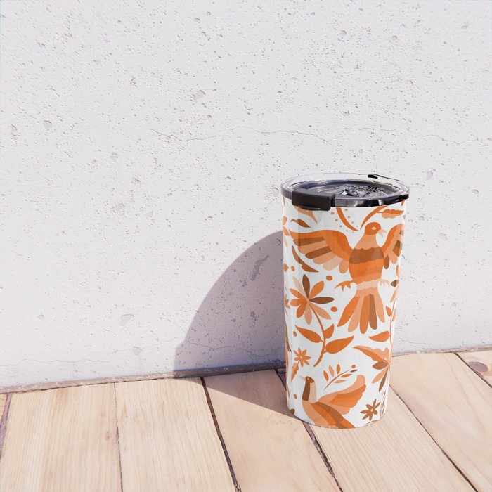 Mexican Otomí Design in Orange Color by Akbaly Travel Mug Gallery Image 4