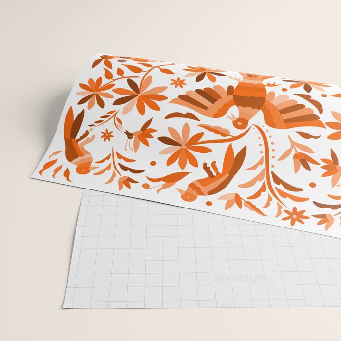Mexican Otomí Design in Orange Color by Akbaly Wrapping Paper Gallery Image 2