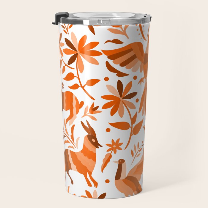 Mexican Otomí Design in Orange Color by Akbaly Travel Mug Gallery Image 3