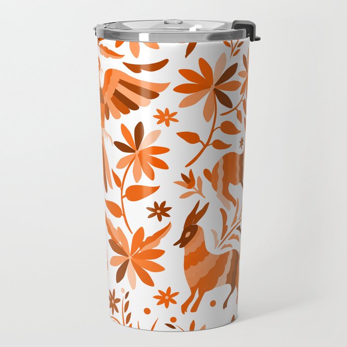Mexican Otomí Design in Orange Color by Akbaly Travel Mug Gallery Image 2