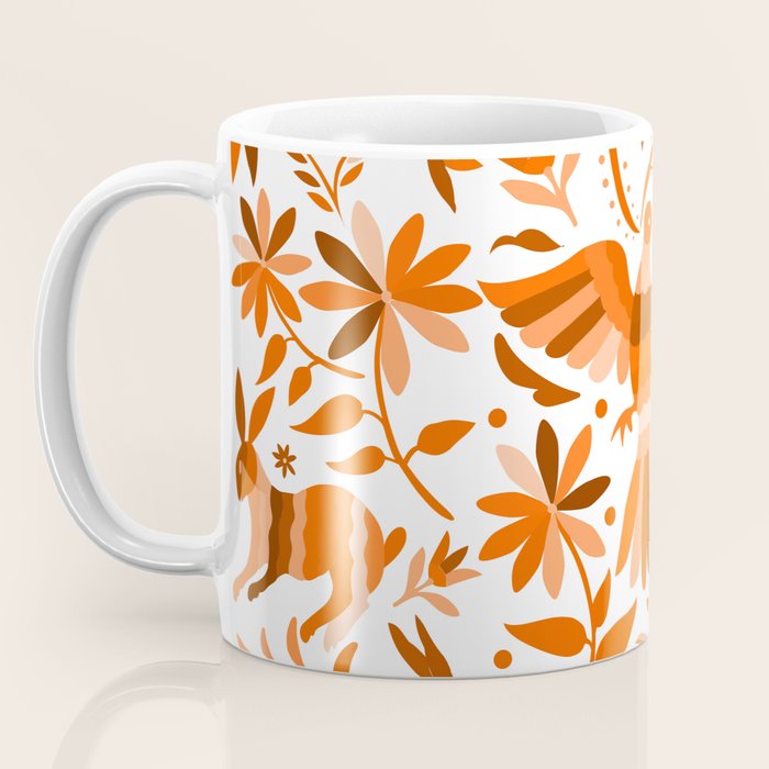 Mexican Otomí Design in Orange Color by Akbaly Coffee Mug Gallery Image 3