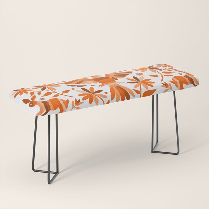 Mexican Otomí Design in Orange Color by Akbaly Bench Gallery Image 1