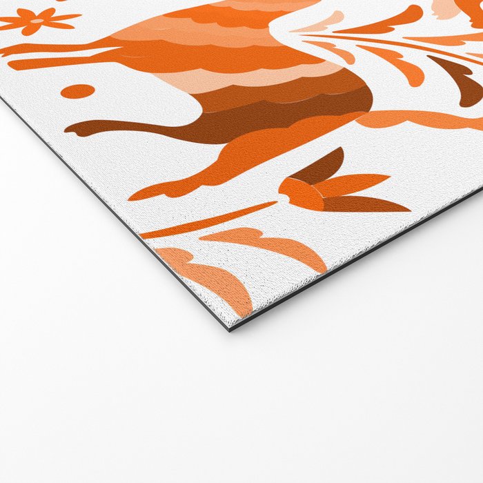 Mexican Otomí Design in Orange Color by Akbaly Welcome Mat Gallery Image 2