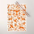 Mexican Otomí Design in Orange Color by Akbaly Wrapping Paper Gallery Image 1