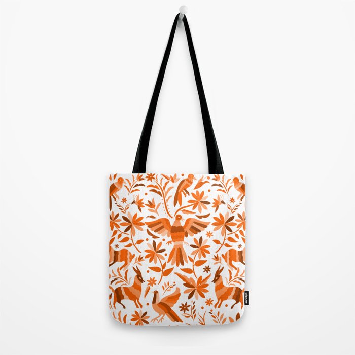 Mexican Otomí Design in Orange Color by Akbaly Tote Bag Gallery Image 2