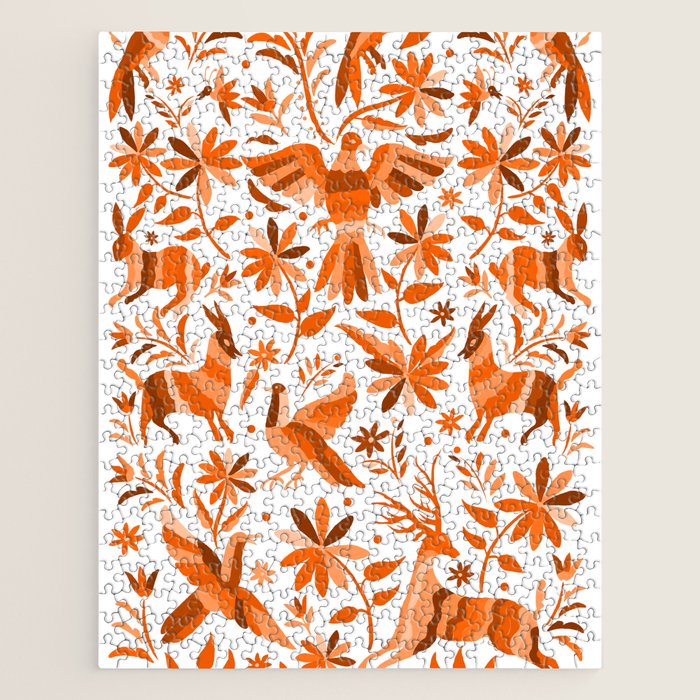 Mexican Otomí Design in Orange Color by Akbaly Jigsaw Puzzle Gallery Image 1