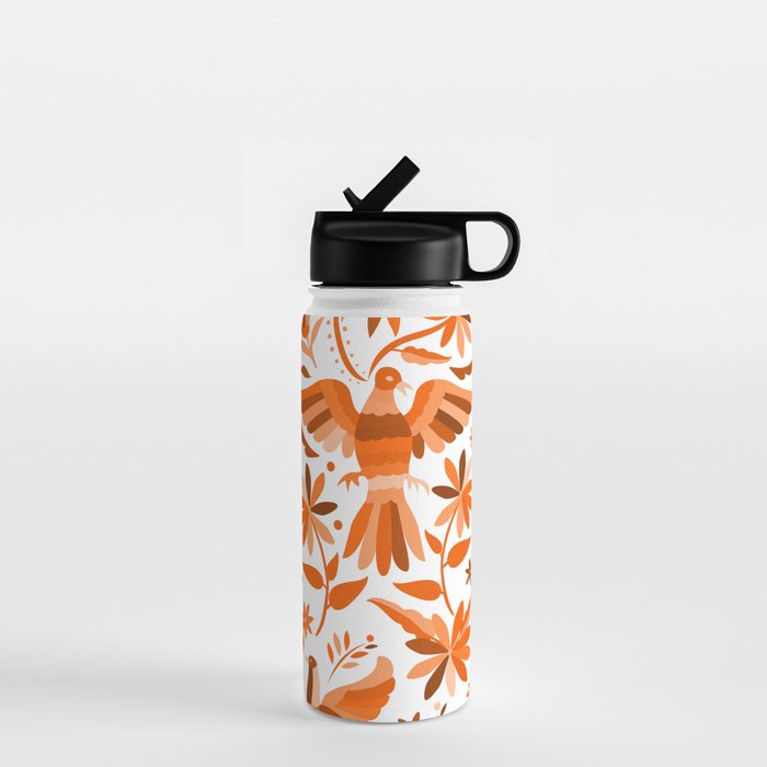 Mexican Otomí Design in Orange Color by Akbaly Water Bottle Gallery Image 1