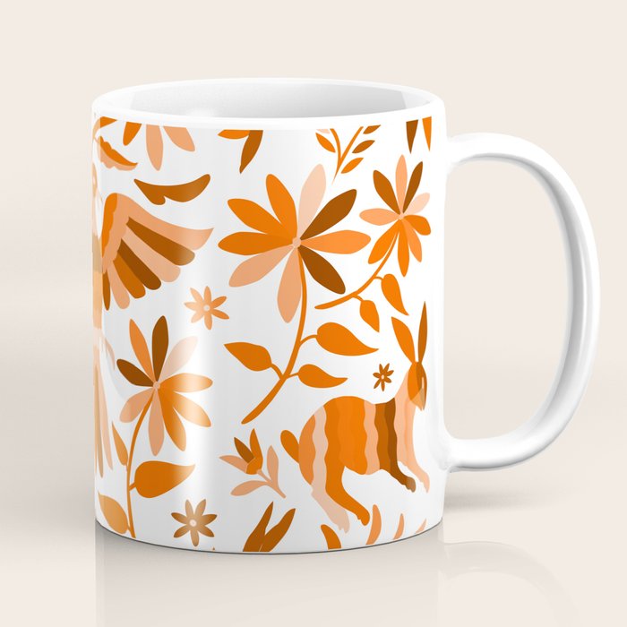 Mexican Otomí Design in Orange Color by Akbaly Coffee Mug Gallery Image 1