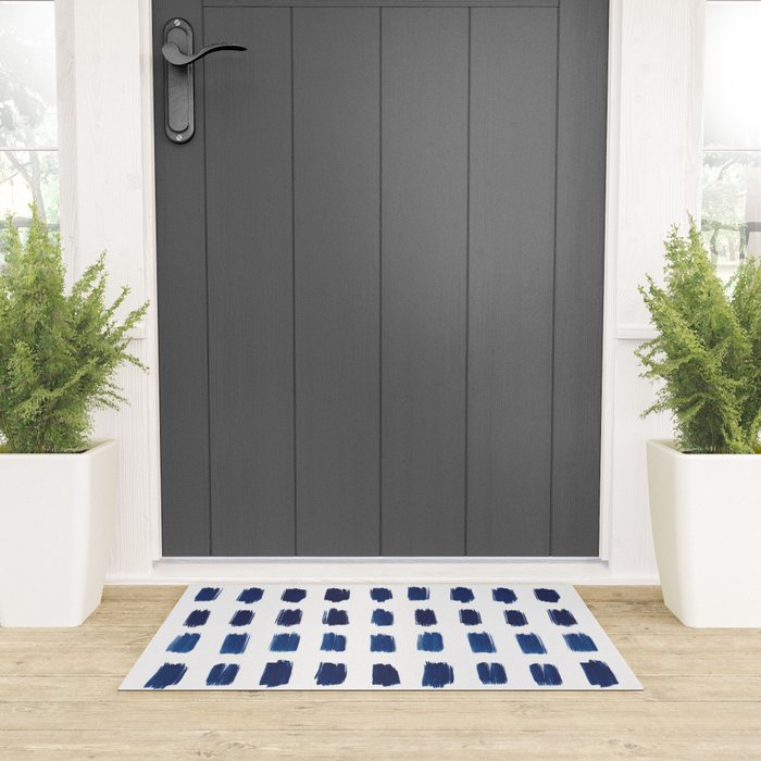 Indigo Abstract Brush Strokes | No. 6 Welcome Mat Gallery Image 3
