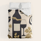 Snakes & Wines, Not Quite Sure If There Were Ladders | Animals Whimsical Drinking Party, Quirky Illustration Line Drawing Wine Alcohol, Vines Game Mystery Sketch Duvet Cover Gallery Image 6