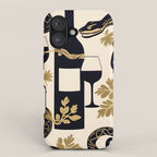 Snakes & Wines, Not Quite Sure If There Were Ladders | Animals Whimsical Drinking Party, Quirky Illustration Line Drawing Wine Alcohol, Vines Game Mystery Sketch iPhone Case Gallery Image 1