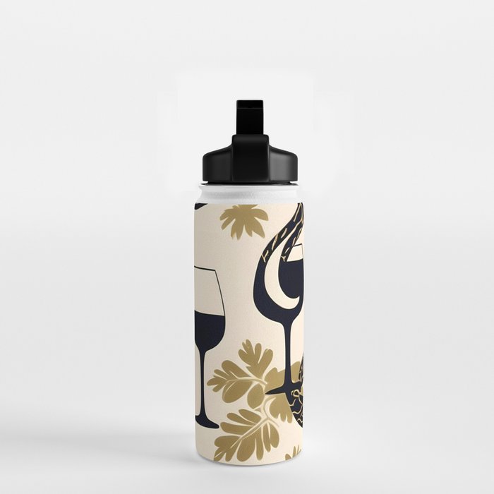 Snakes & Wines, Not Quite Sure If There Were Ladders | Animals Whimsical Drinking Party, Quirky Illustration Line Drawing Wine Alcohol, Vines Game Mystery Sketch Water Bottle Gallery Image 2