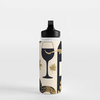 Snakes & Wines, Not Quite Sure If There Were Ladders | Animals Whimsical Drinking Party, Quirky Illustration Line Drawing Wine Alcohol, Vines Game Mystery Sketch Water Bottle Gallery Image 3