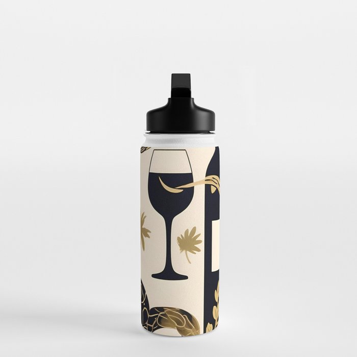 Snakes & Wines, Not Quite Sure If There Were Ladders | Animals Whimsical Drinking Party, Quirky Illustration Line Drawing Wine Alcohol, Vines Game Mystery Sketch Water Bottle Gallery Image 3