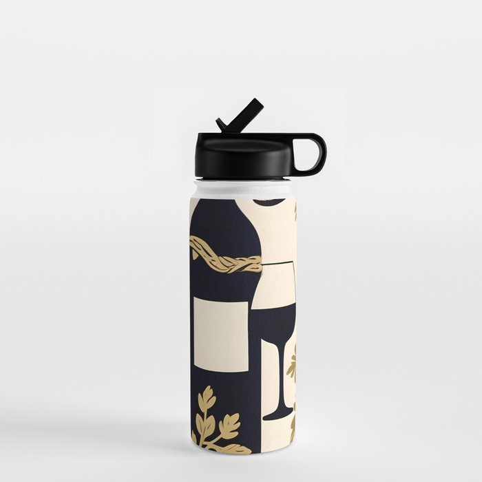 Snakes & Wines, Not Quite Sure If There Were Ladders | Animals Whimsical Drinking Party, Quirky Illustration Line Drawing Wine Alcohol, Vines Game Mystery Sketch Water Bottle Gallery Image 1
