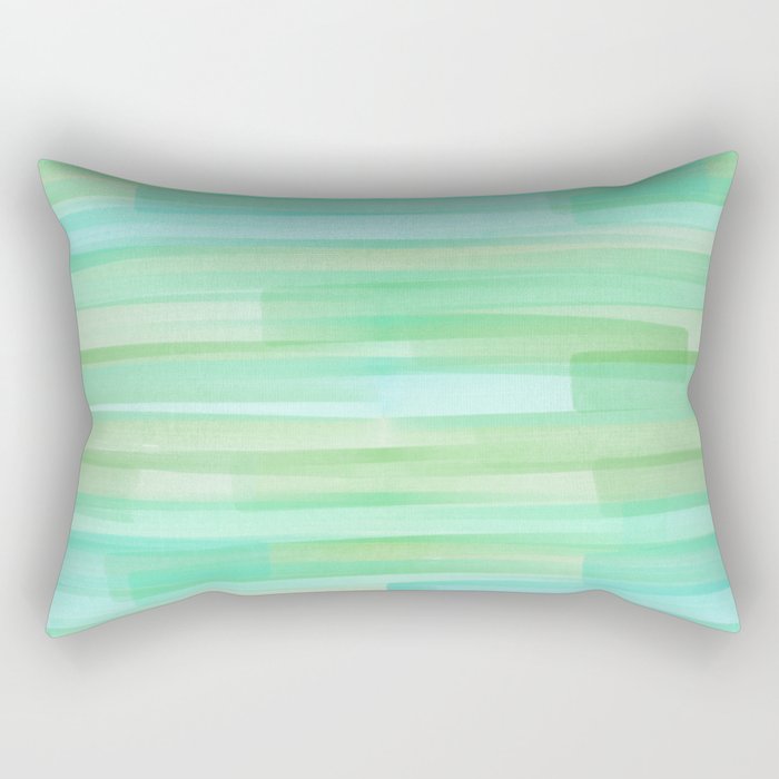 Abstract Watercolor Waves in Ocean Teal Rectangular Pillow Gallery Image 1