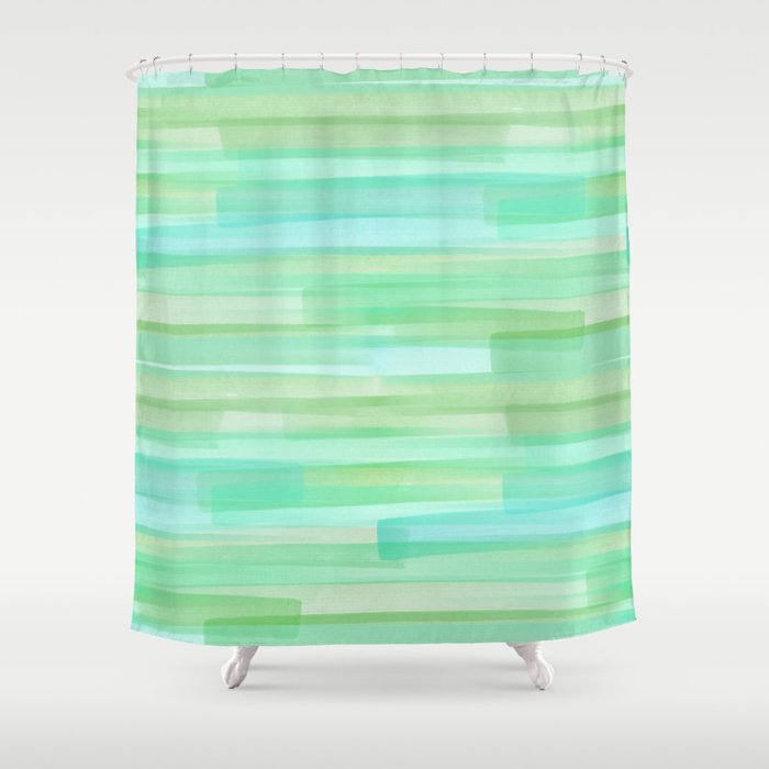 Abstract Watercolor Waves in Ocean Teal Shower Curtain Gallery Image 1