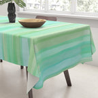 Abstract Watercolor Waves in Ocean Teal Tablecloth Gallery Image 3